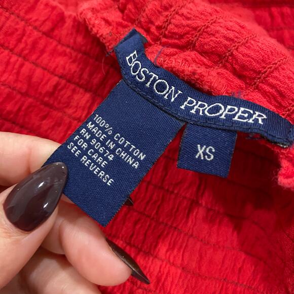 Boston Proper Red Maxi Skirt Size XS Smocked Waist Boho Resort Vacation Chic - Picture 5 of 6